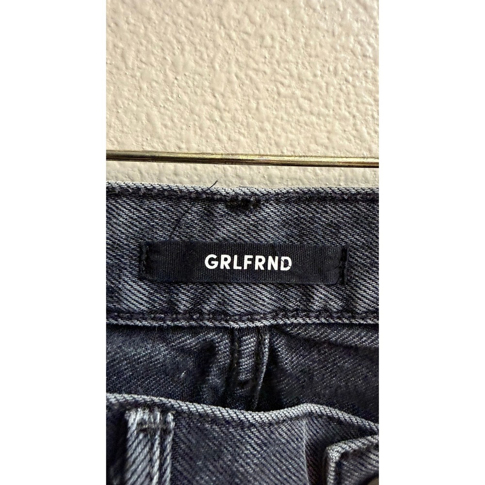 GRLFRND Tatum Jeans 27 Midnight Rambler Raw Hem Frayed Faded Black Straight Leg - Picture 2 of 8